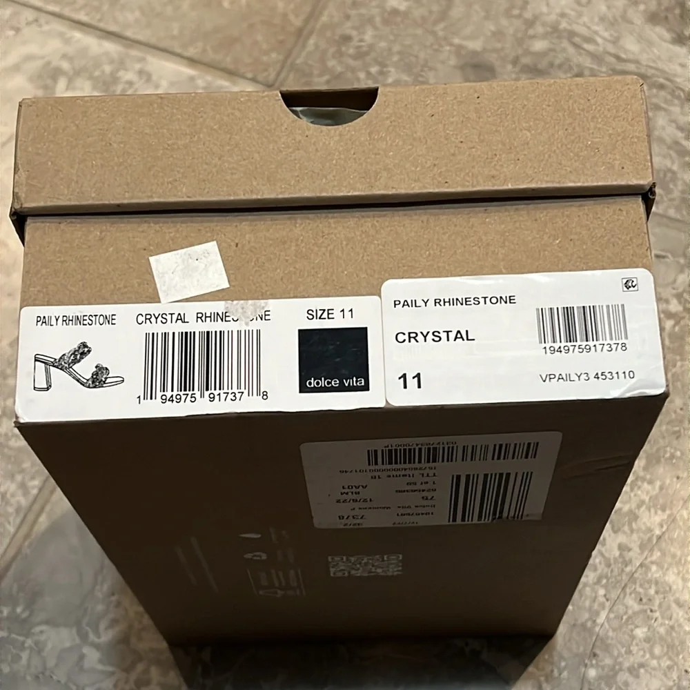 Dolce Vita Paily Embellished High Heel Sandals in Crystal, Size 11, NEW in Box